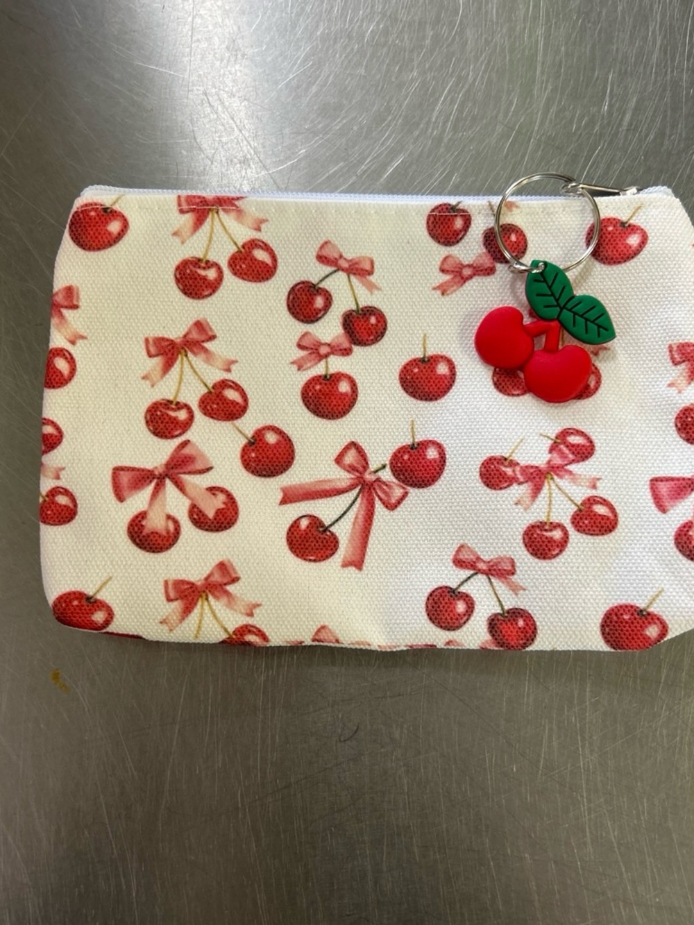 Cherry Print Zip Pouch - Red